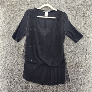 Clothes head black small netting Y2k 90s whimsigoth short sleeve top